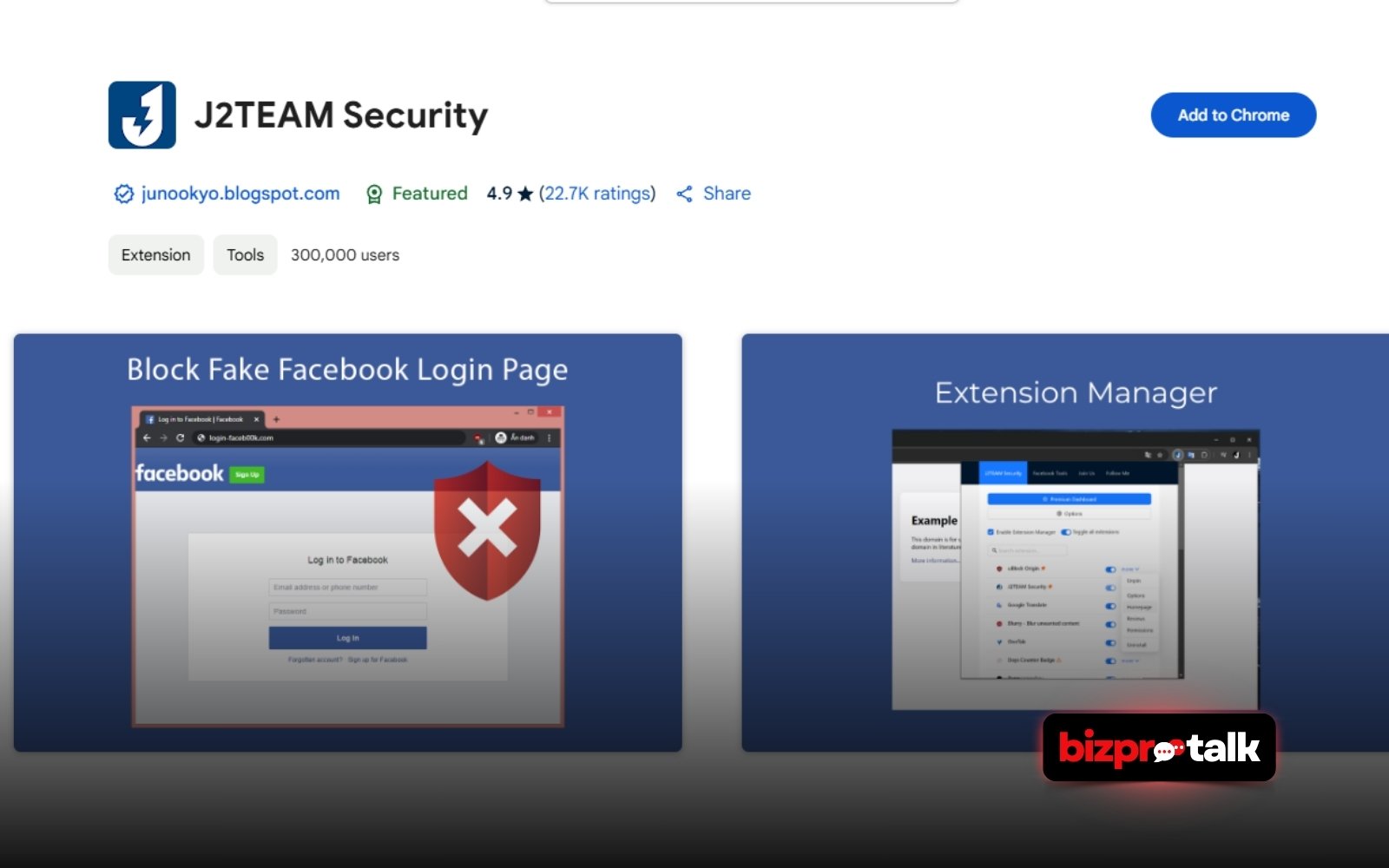 BizProTalk - J2 Team Security - Google Chrome Extension