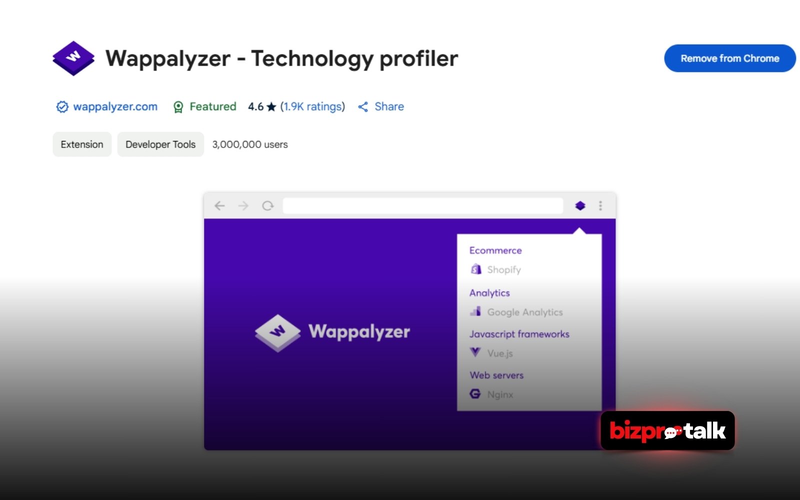 BizProTalk - Wappalyzer - Google Chrome Extension